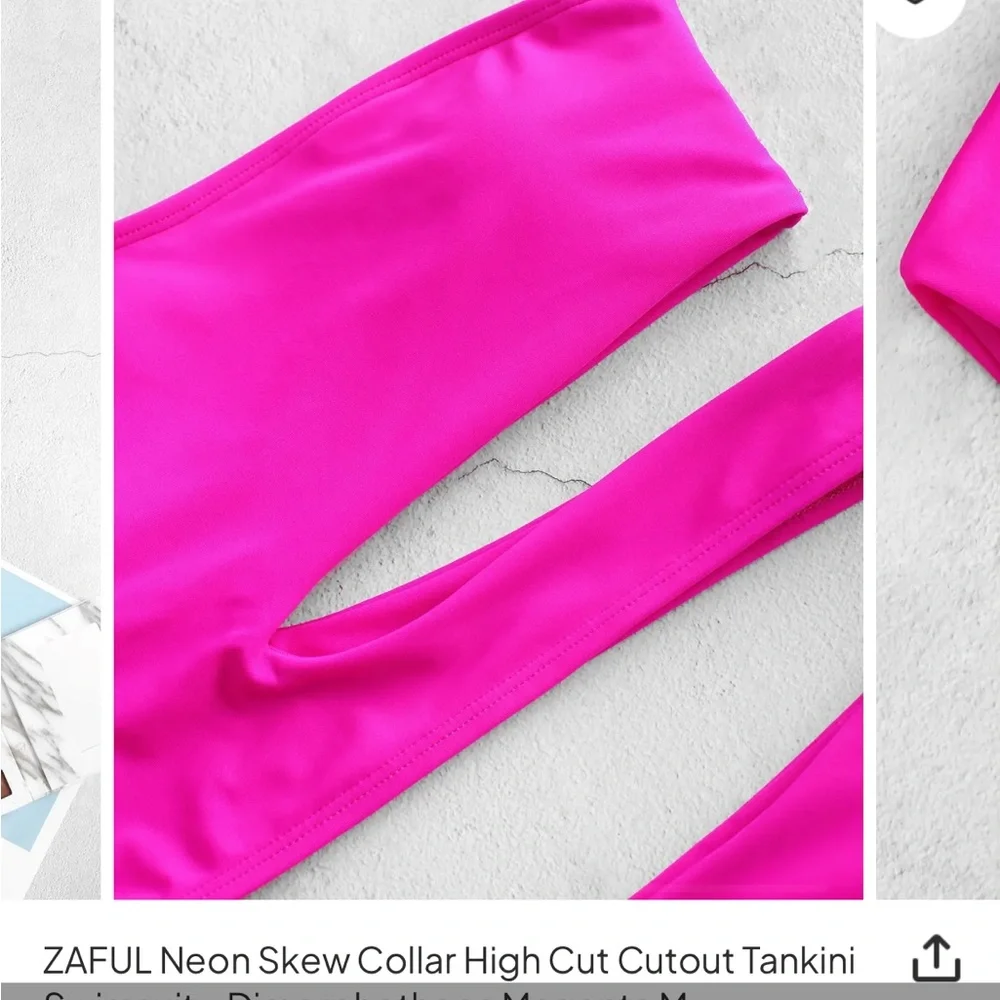 ZAFUL, pink cut out bikini top with padding, Medium